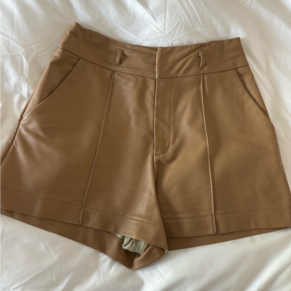 Brown leather shorts